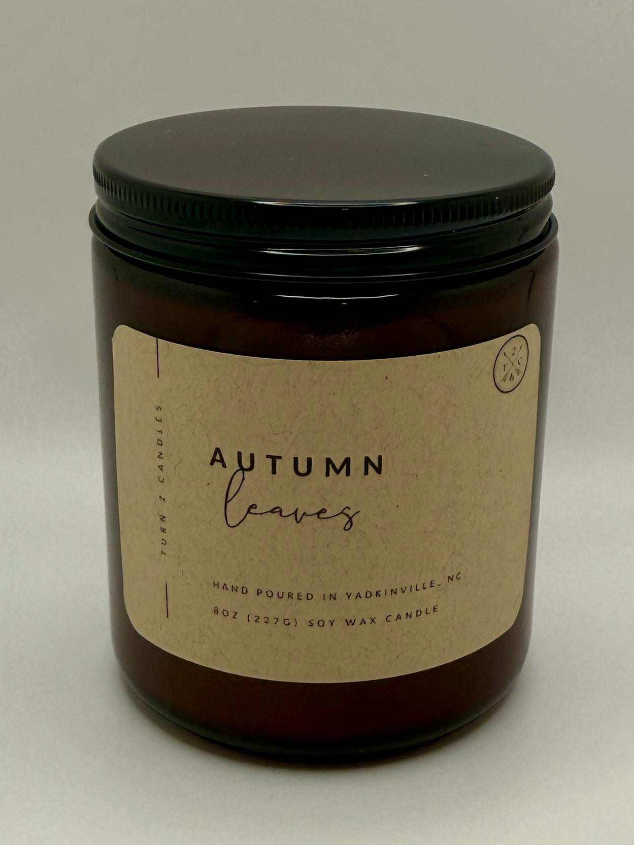 8oz amber jar candle with hand-poured soy wax and eco-friendly fragrance oils