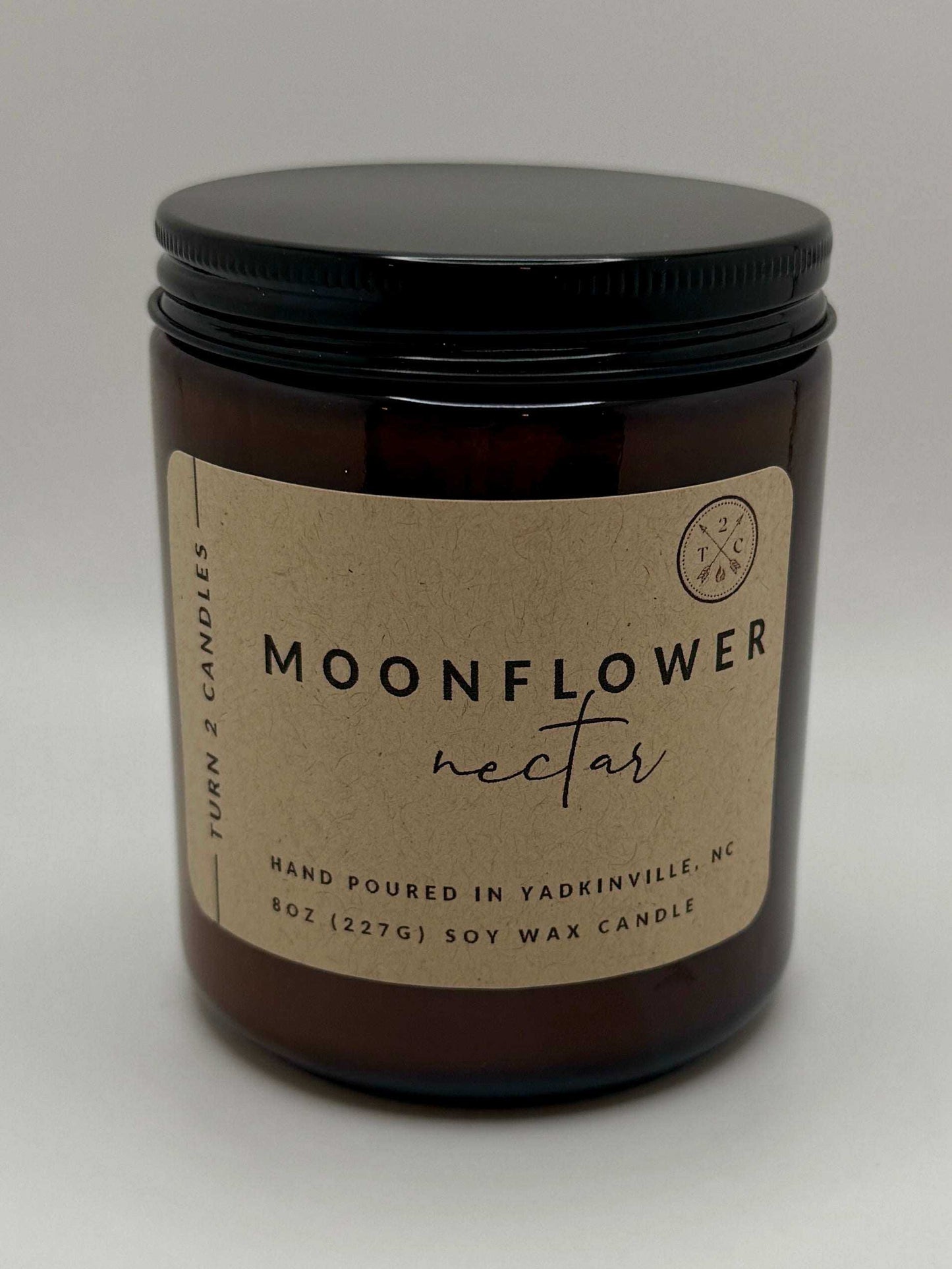 Amber jar candle in 8oz soy wax with clean fragrance, eco-friendly and hand-poured