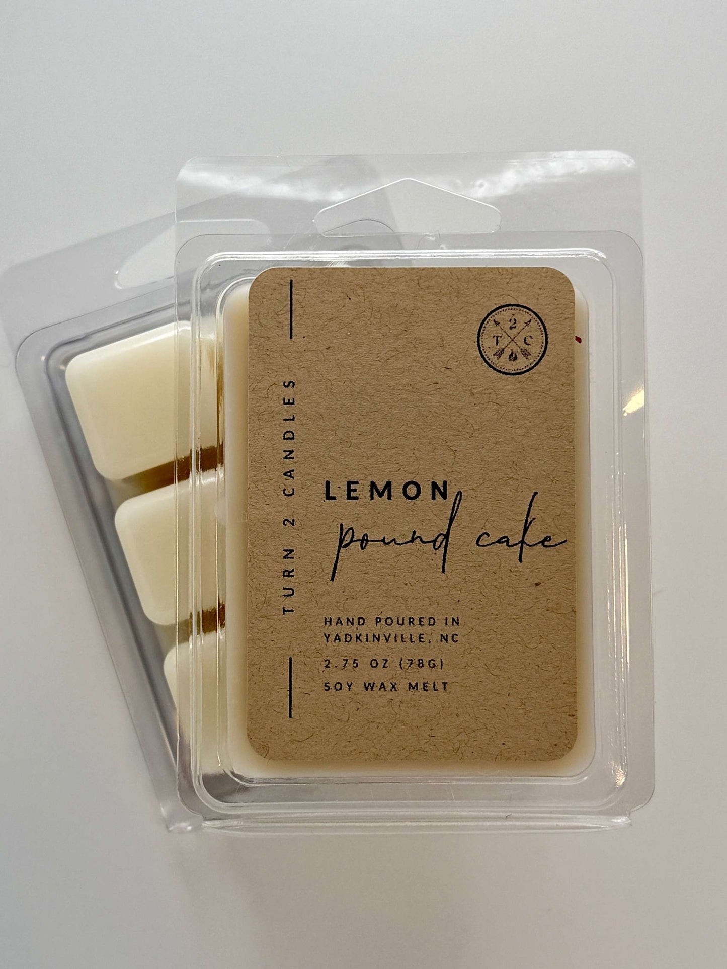 Premium wax melts lemon pound cake scent hand poured soy wax cubes in clear packaging