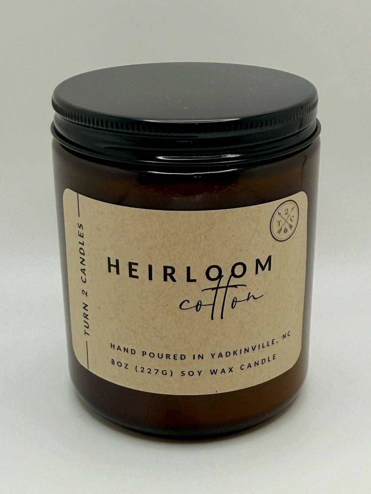 8oz amber jar candle with hand-poured natural soy wax and clean fragrance oils in amber glass jar