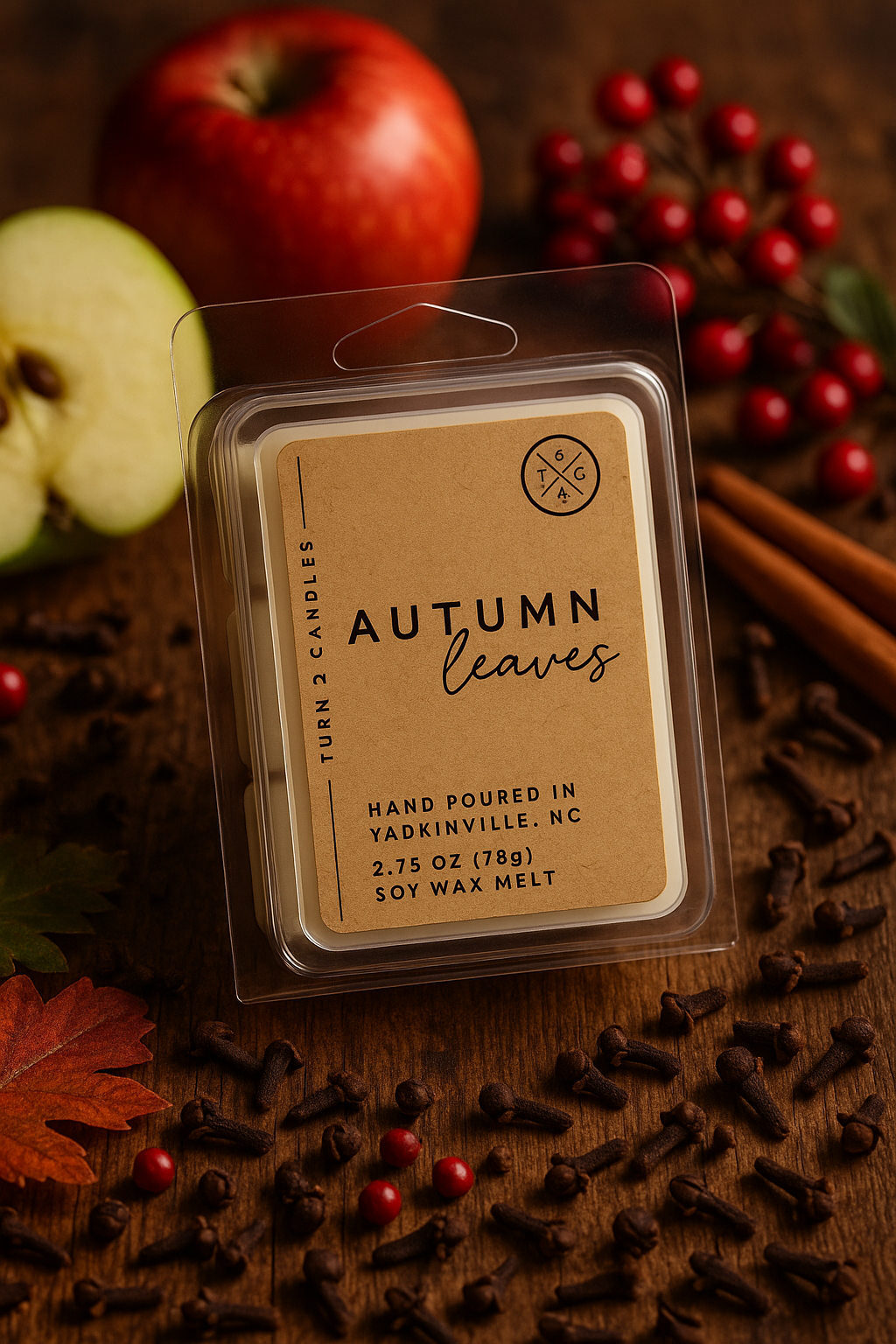 Premium wax melts hand poured soy wax autumn leaves fragrance in clear clamshell packaging