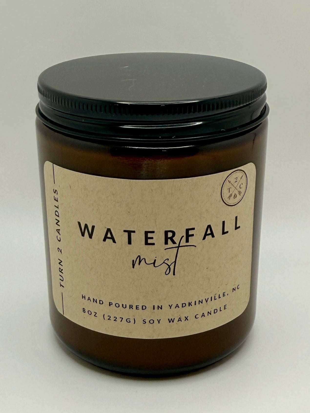 8oz amber jar candle hand-poured soy wax with clean fragrance oils in amber glass jar