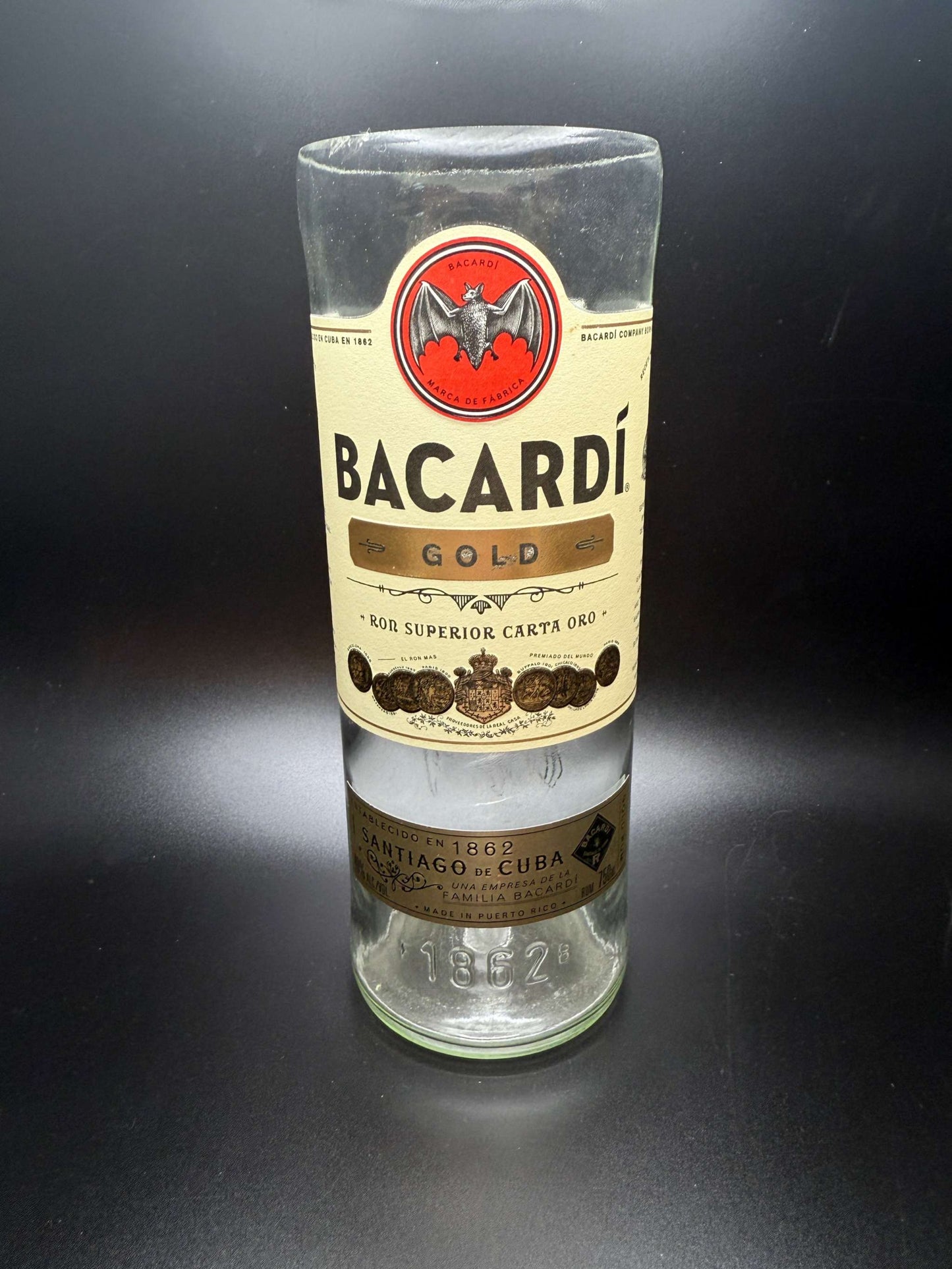 upcycled rum bottle for hand-poured soy Rum Bottle Candle with custom wick and fragrance options