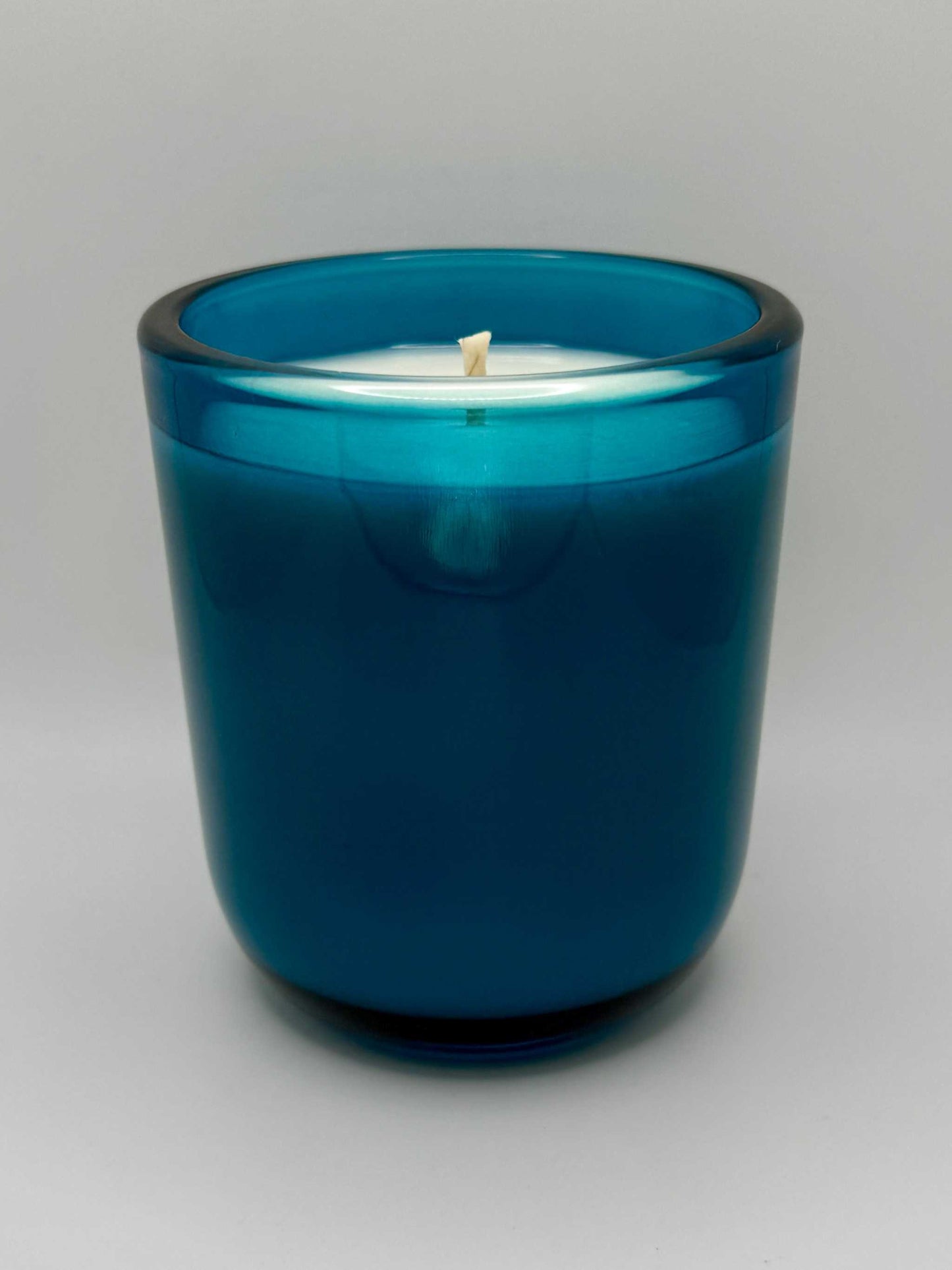 10 oz blue glass Sonoma Tumbler Soy Candle with cotton wick and clean-burning soy wax