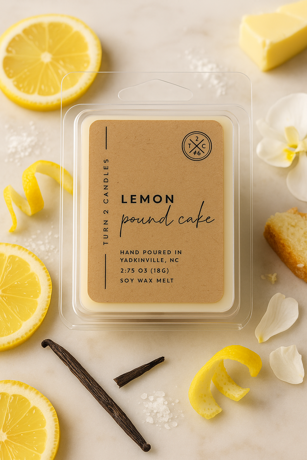 Premium Wax Melts lemon pound cake soy wax melts with natural ingredients and clean fragrance.